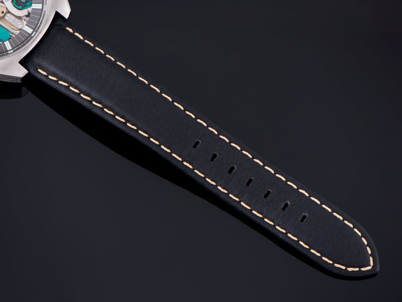 New Genuine Leather Black Watch Strap