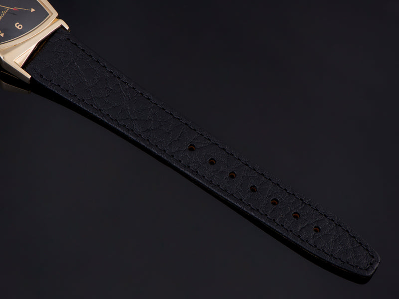 New Old Stock Hamilton signed Genuine Lizard Black Strap