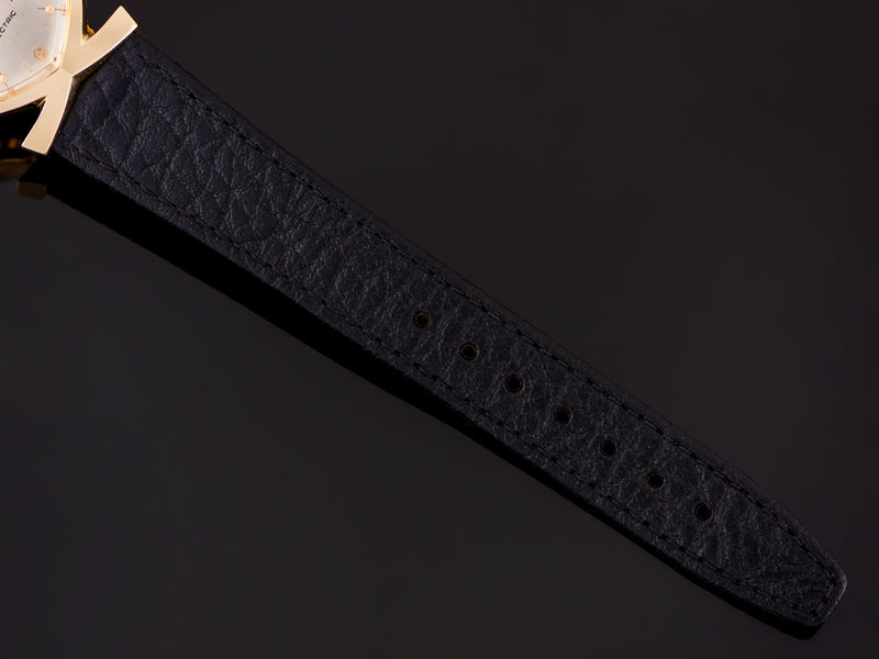 New Genuine Leather Black Watch Strap with matching silver tone buckle