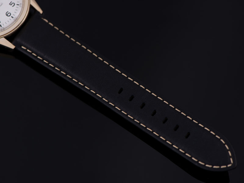New Genuine Leather Black Watch Strap