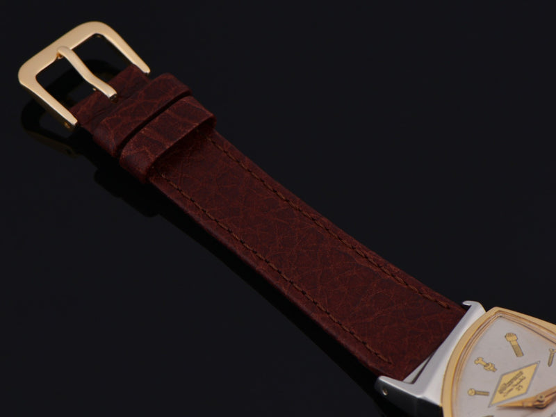 New Genuine Leather Brown Calf Grain Strap With Gold Tone Buckle