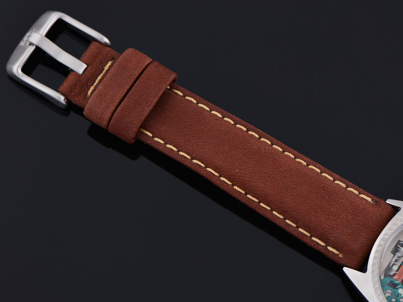 New Genuine Leather Brown Calf Watch Strap with matching silver tone buckle