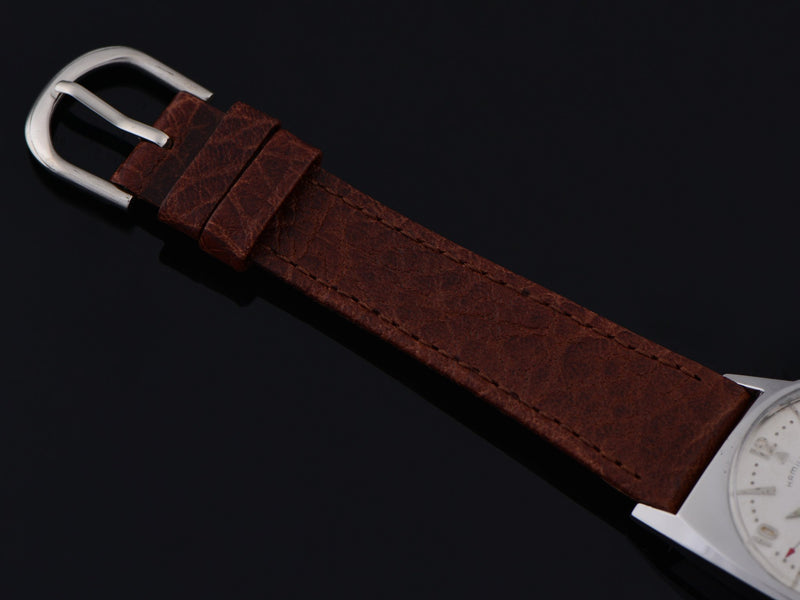 New Genuine Leather Brown Watch Strap with matching Silver Colored Buckle
