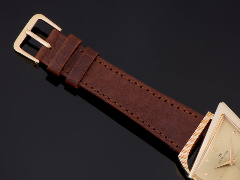 New Genuine Leather Brown Watch Strap with matching gold tone buckle