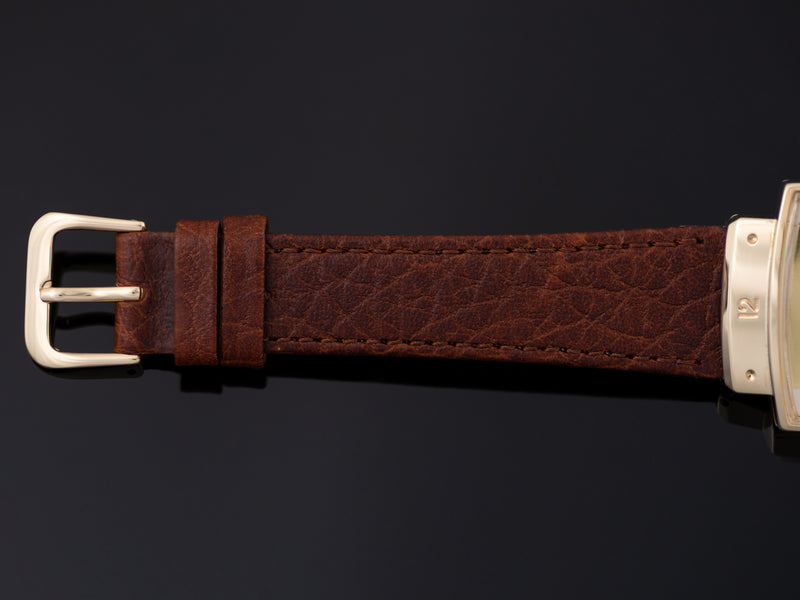 New Genuine Leather Brown Watch Strap with matching gold tone buckle