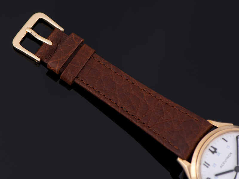 New Genuine Leather Brown Watch Strap with matching gold tone buckle
