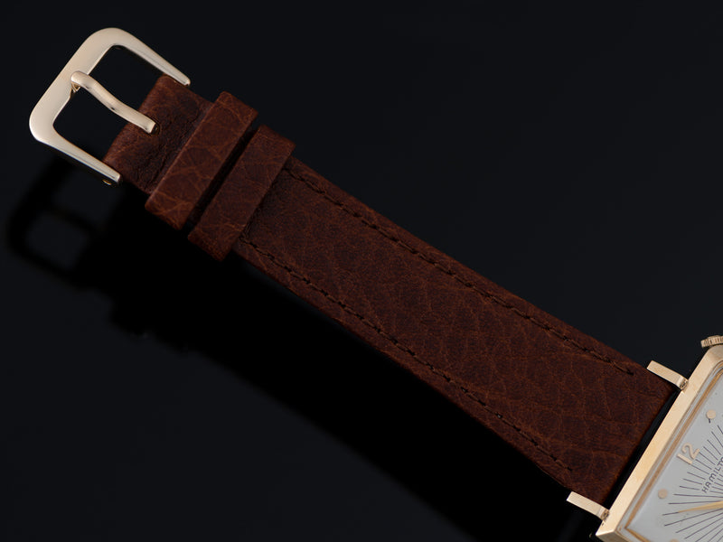 New Genuine Leather Brown Strap with matching Gold Tone Buckle