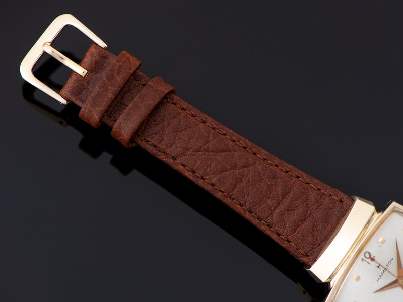 New Genuine Leather Brown Watch Strap with matching gold tone buckle