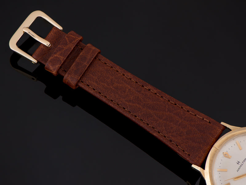 New Genuine Leather Brown Watch Strap with matching gold tone buckle