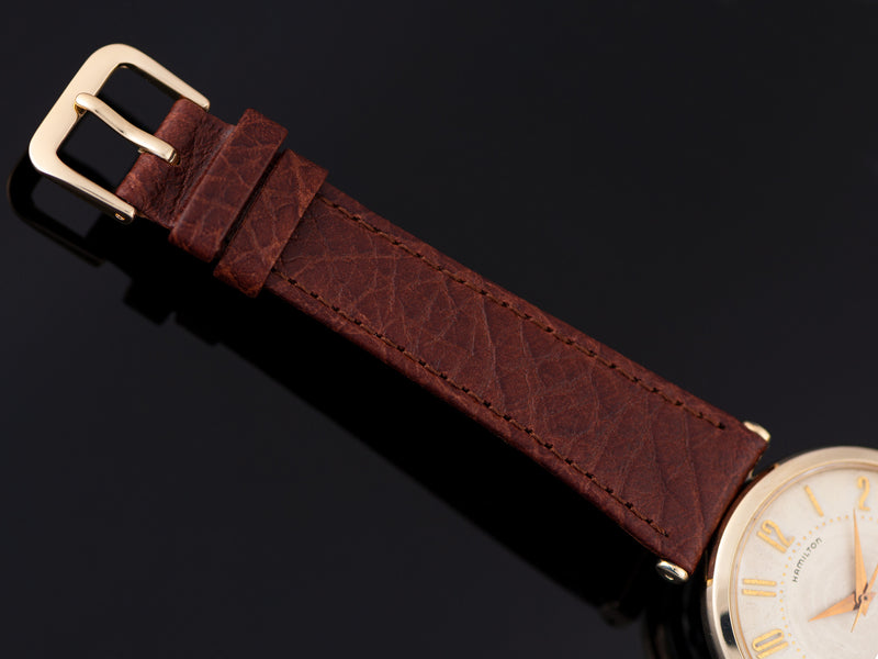 Brand New Genuine Leather Brown Watch Strap with matching Gold Tone Buckle