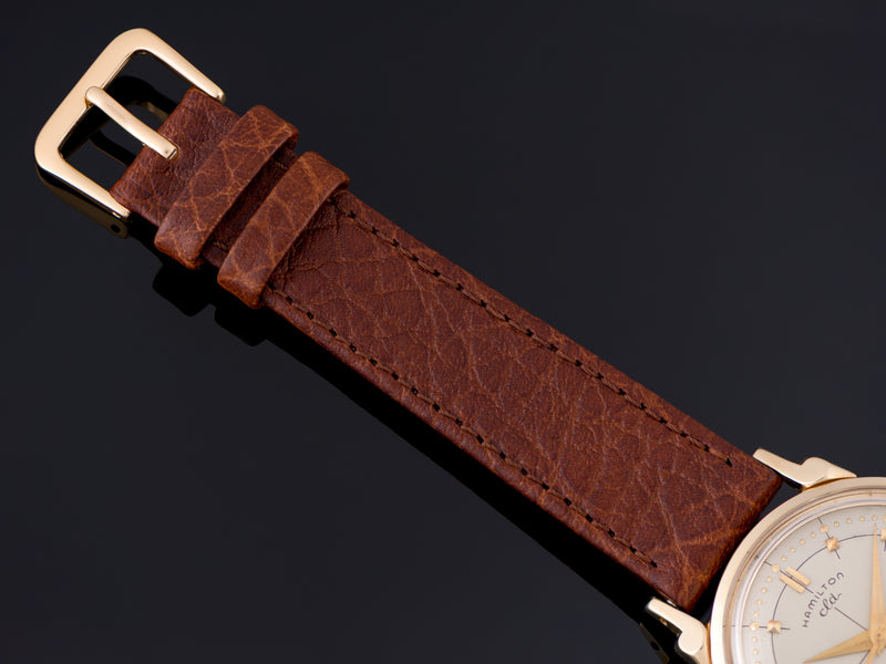New Genuine Leather Brown Watch Strap with matching gold tone buckle