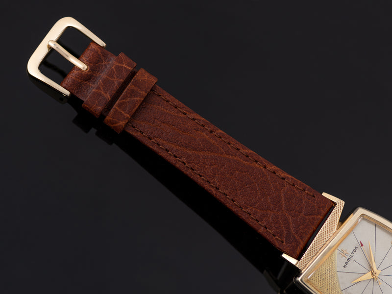 New Genuine Leather Brown Watch Strap with matching gold tone buckle