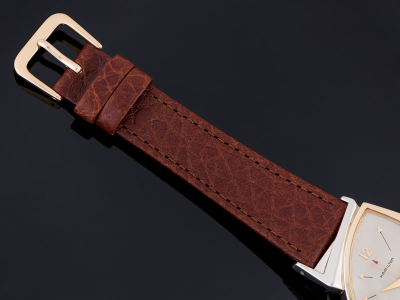 New Genuine Leather Brown Watch Strap with matching gold tone buckle