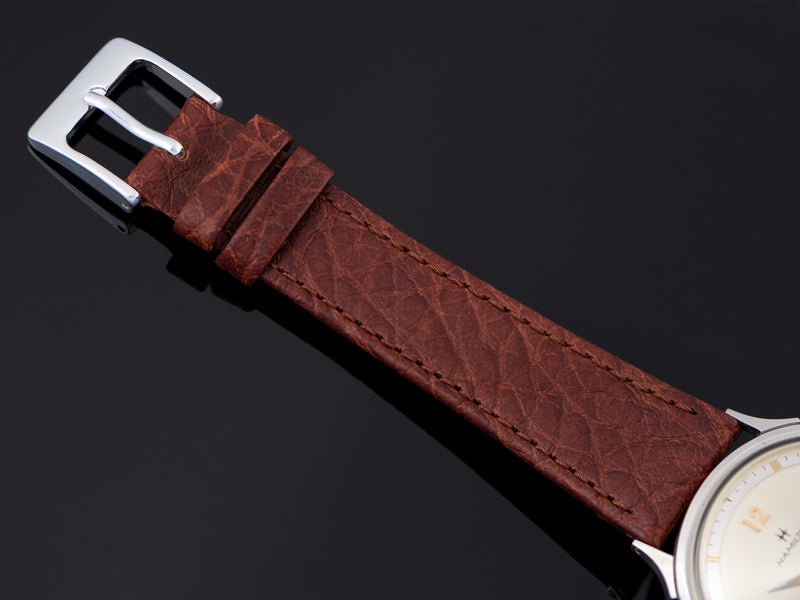 New Genuine Leather Brown Watch Strap with matching silver tone buckle