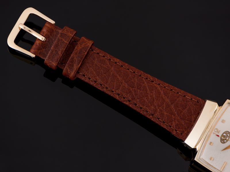 New Genuine Leather Brown Watch Strap with matching silver tone buckle