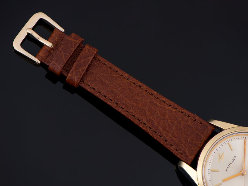 New Genuine Leather Brown Watch Strap with matching silver tone buckle