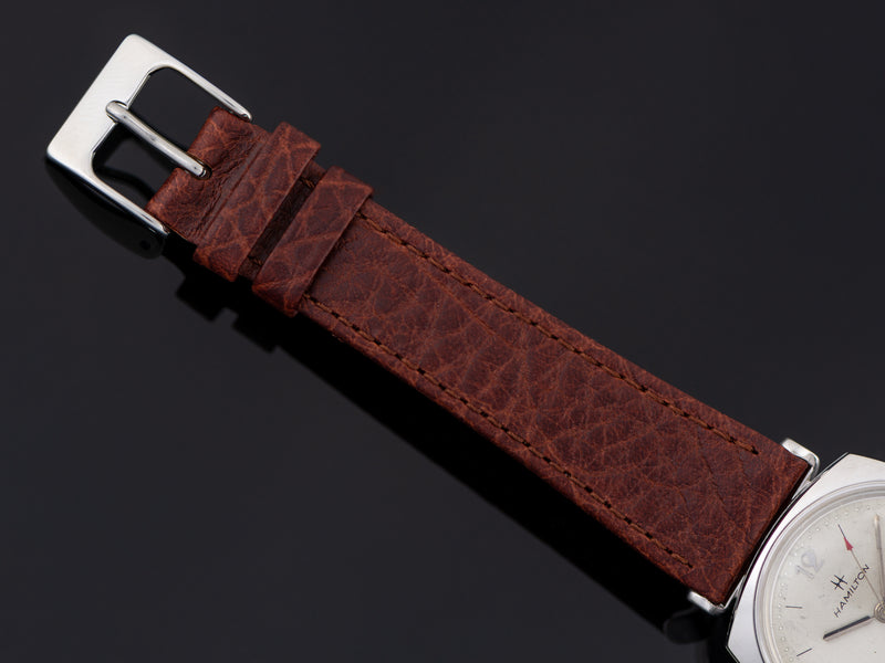New Genuine Leather Brown Watch Strap with matching silver tone buckle