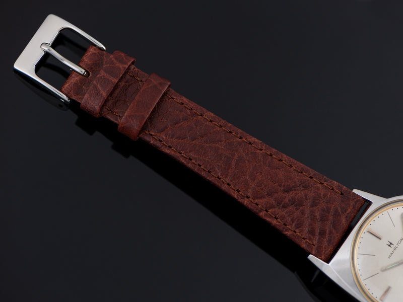 New Genuine Leather Brown Watch Strap with matching silver tone buckle