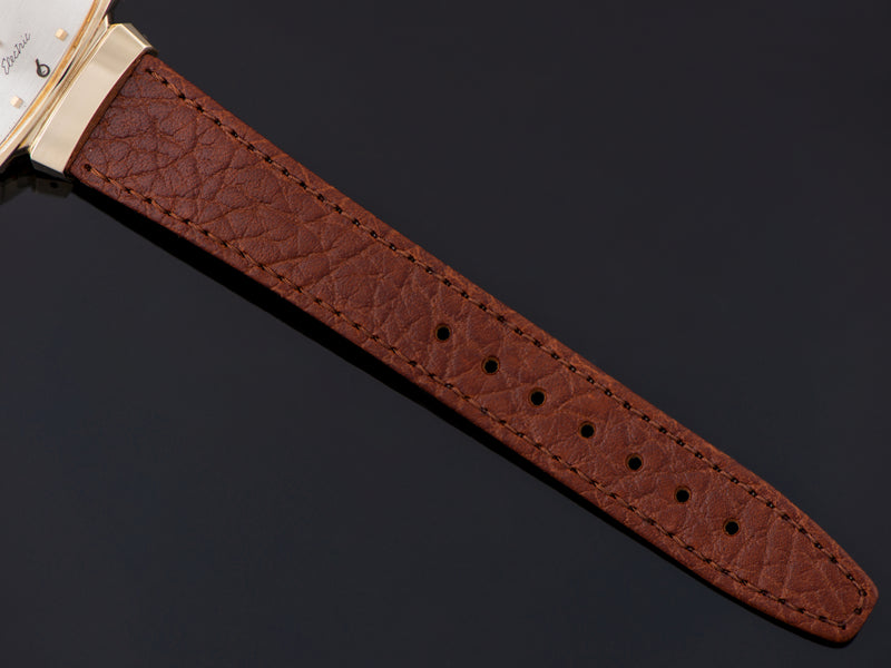 New Genuine Leather Brown Watch Strap with matching gold tone buckle