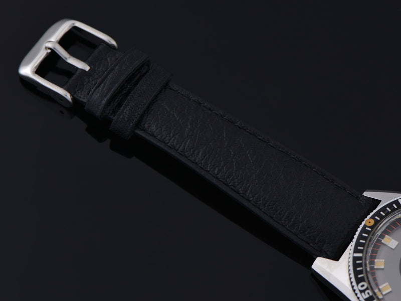 New Genuine Leather Buffalo Grain Watch Strap with matching Silver Tone Buckle