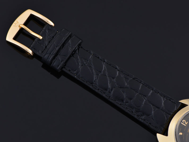 New Genuine Leather Crocodile Grain Black Watch Strap with matching Gold Tone Buckle