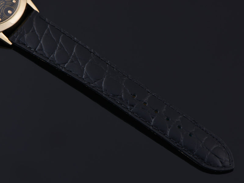 New Genuine Leather Crocodile Grain Black Watch Strap