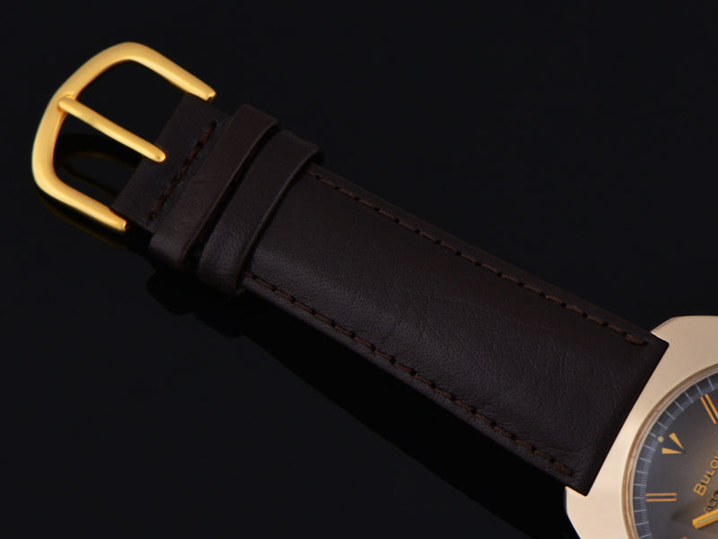 New Genuine Leather DeBeer Brown Watch Strap with Gold Tone Buckle