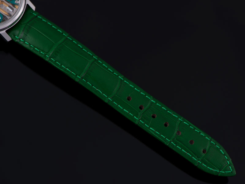 New Genuine Leather Green Crocodile Grain Watch Strap