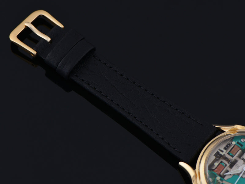 New Genuine Lizard Black Watch Band with matching gold tone buckle