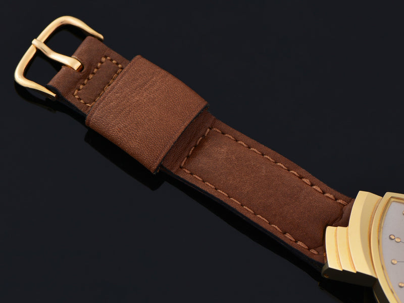 New Old Stock Genuine Leather Brown Hamilton Marked Watch Strap with 14K Solid Gold Hamilton Marked Buckle