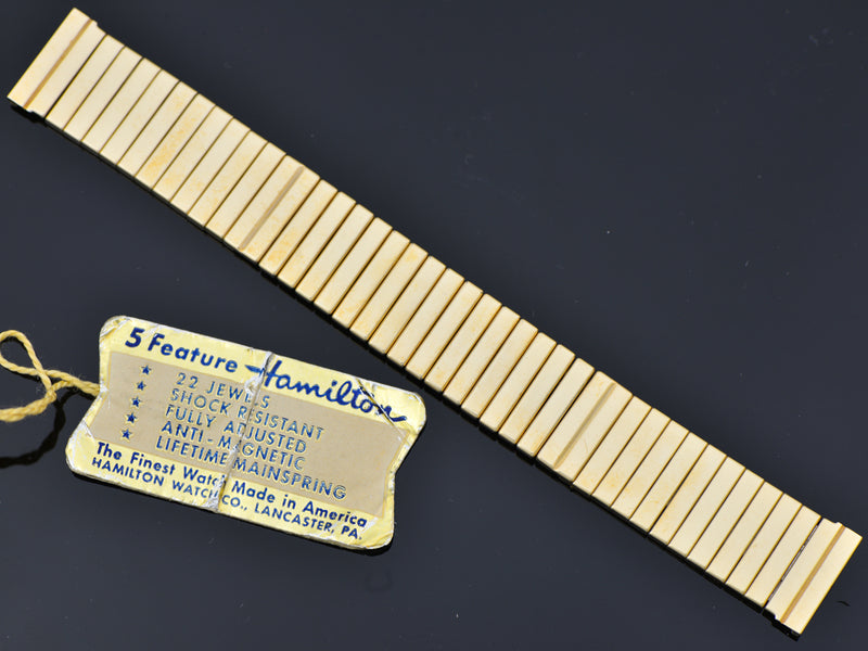 New Old Stock Hamilton Yellow Gold Filled Thor Original Watch Bracelet and Original Sales Tag | Vintage