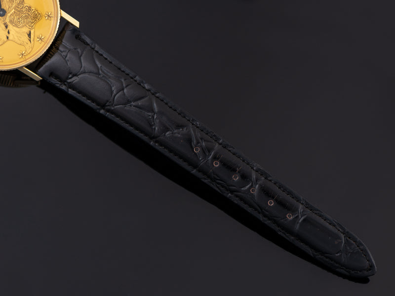 New Old Stock Hamilton marked Corfam Crocodile Grain Black Strap