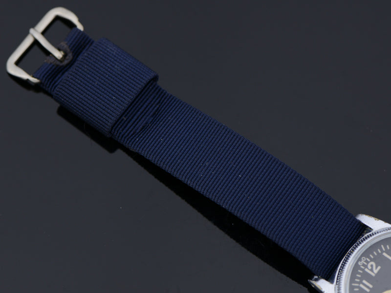 Vintage Dark Blue Nylon Strap, with matching Silver Tone Buckle