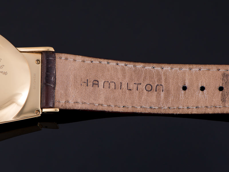 Original Hamilton Marked Brown Croco Grain Leather Strap Back