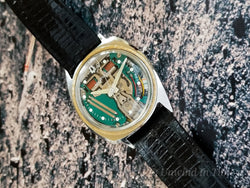 Bulova Accutron Two Tone Asymmetric Spaceview Vintage Watch with 14K Gold Insert
