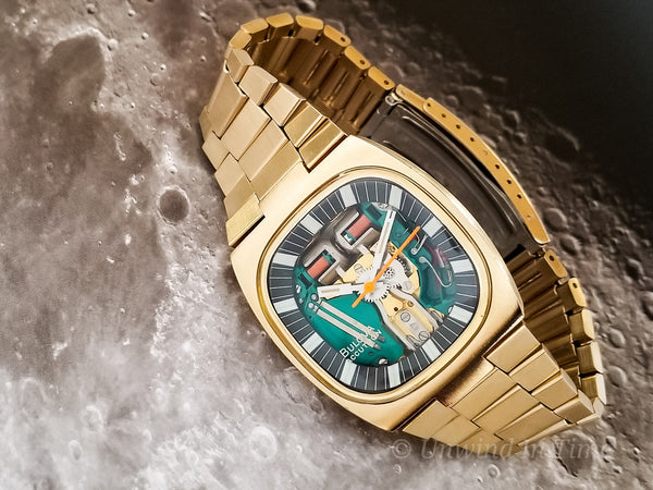 Bulova Accutron Spaceview Gold Tone Double Cushion "T" Vintage Watch With Original Bracelet