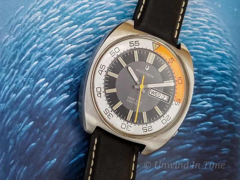 Bulova Accutron Deep Sea 666 Diver Orange/White Bezel Ring Vintage Watch