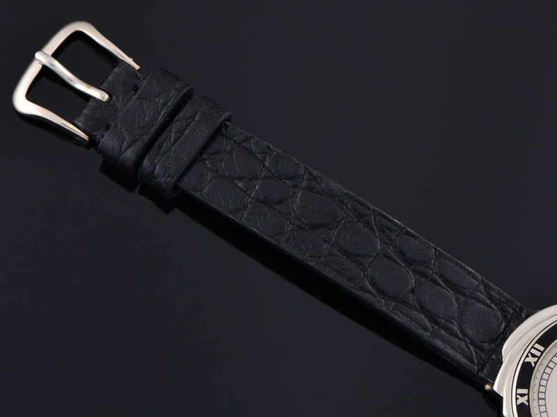 Superb custom made Genuine Crocodile Black strap with Hamilton Signed Buckle