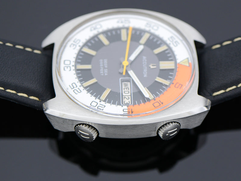 Bulova Accutron Deep Sea 666 Diver Orange/White Bezel Ring Vintage Watch