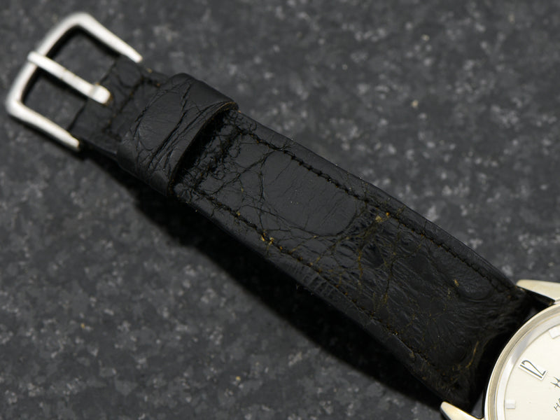Original Hamilton marked black watch strap with Hamilton marked Buckle