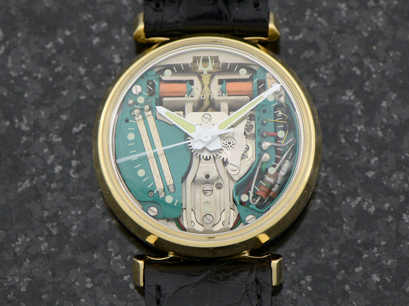 Bulova Accutron 14K Yellow Gold Floating Lugs Spaceview Watch