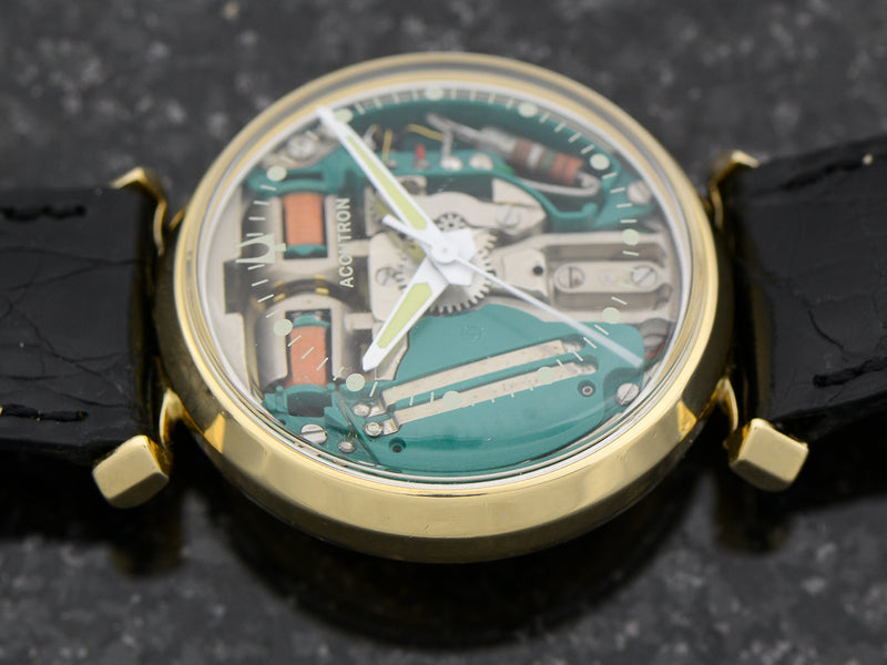 Bulova Accutron 14K Yellow Gold Floating Lugs Spaceview Watch