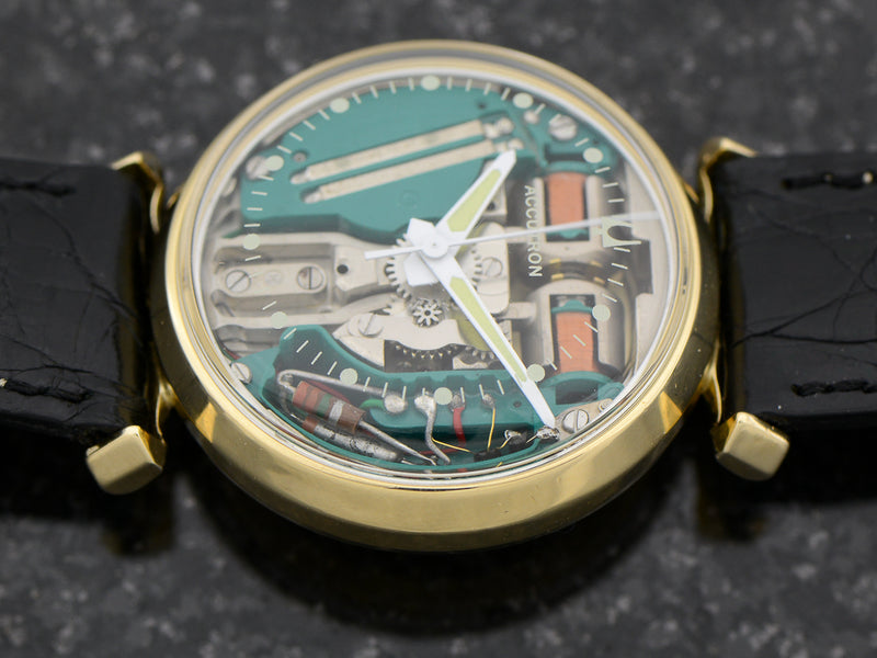 Bulova Accutron 14K Yellow Gold Floating Lugs Spaceview Watch