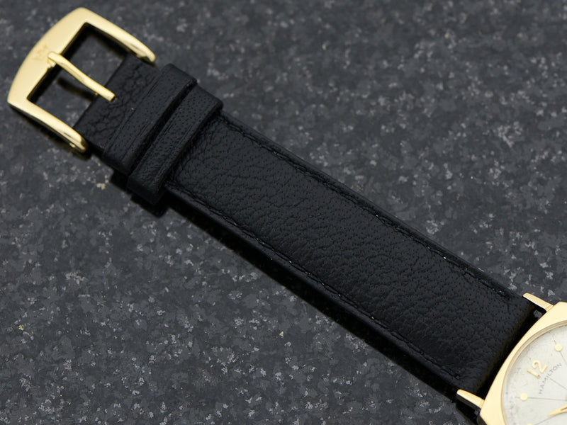 Brand New Genuine Leather Black Buffalo Grain Band with matching gold tone buckle
