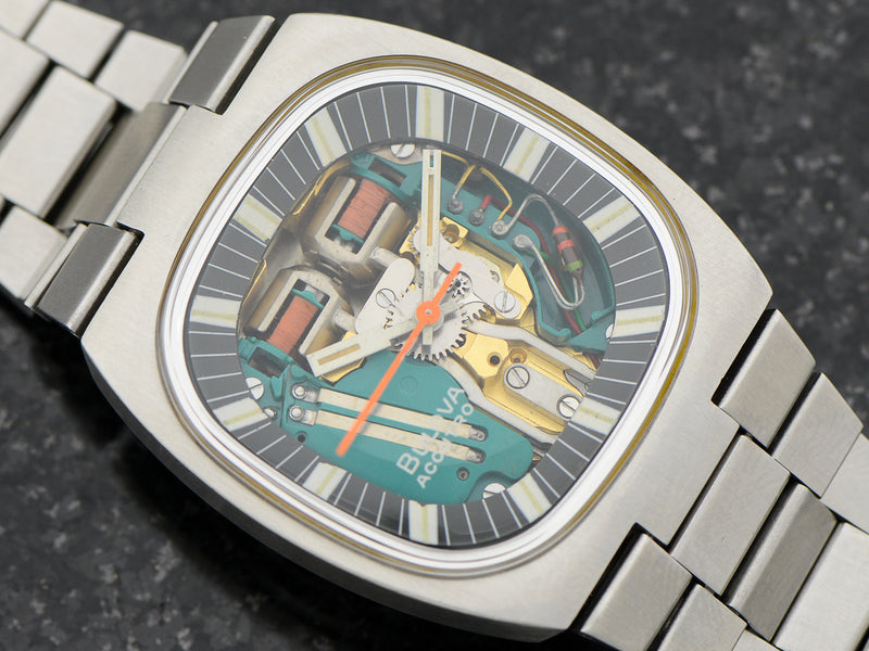 Bulova Accutron Spaceview Steel Double Cushion "T" Watch With Original Bracelet