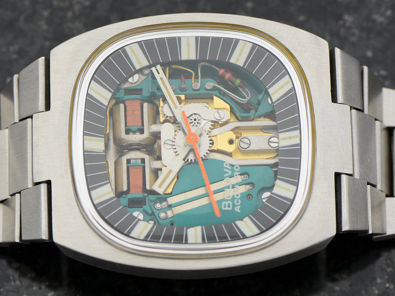 Bulova Accutron Spaceview Steel Double Cushion "T" Watch With Original Bracelet