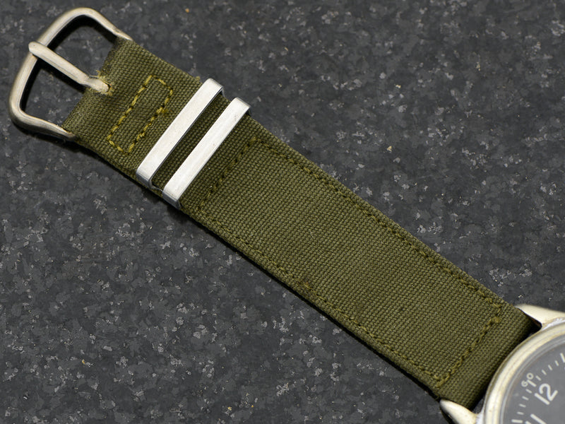 Vintage Green Nylon Strap, with matching Silver Tone Buckle