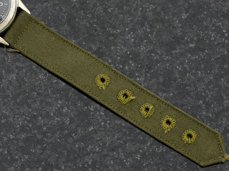 Vintage Green Nylon Strap, with matching Silver Tone 
Buckle