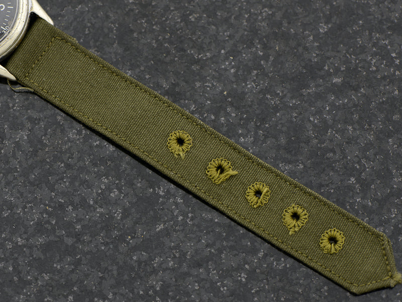 Vintage Green Nylon Strap, with matching Silver Tone 
Buckle