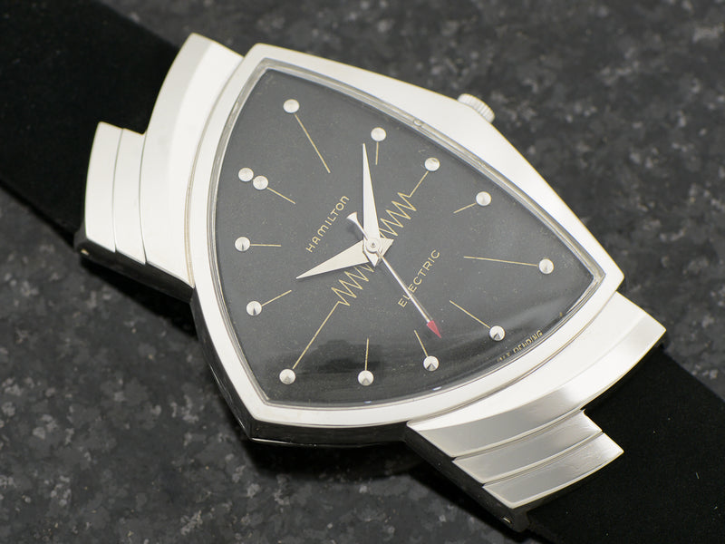 Hamilton Electric 14K White Gold Ventura Original Black Dial